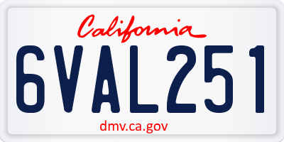 CA license plate 6VAL251