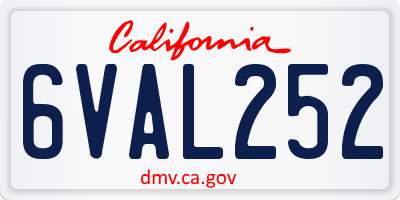 CA license plate 6VAL252