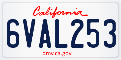 CA license plate 6VAL253