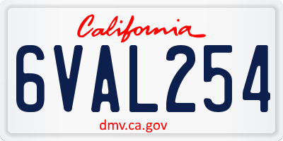 CA license plate 6VAL254