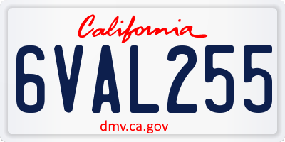 CA license plate 6VAL255