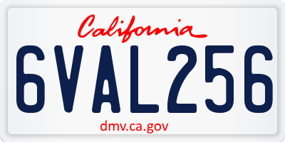 CA license plate 6VAL256