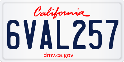 CA license plate 6VAL257