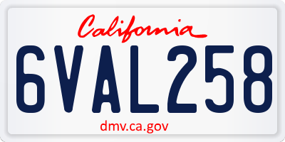 CA license plate 6VAL258