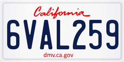 CA license plate 6VAL259