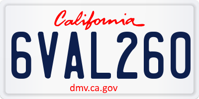 CA license plate 6VAL260
