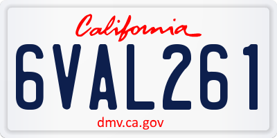 CA license plate 6VAL261
