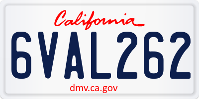 CA license plate 6VAL262
