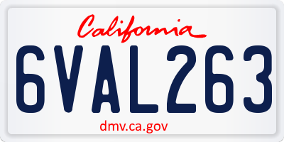 CA license plate 6VAL263