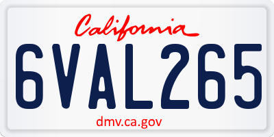 CA license plate 6VAL265