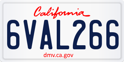 CA license plate 6VAL266