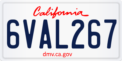 CA license plate 6VAL267