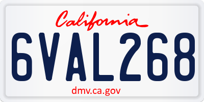 CA license plate 6VAL268