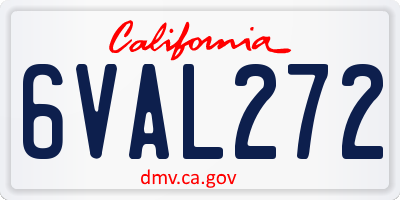 CA license plate 6VAL272