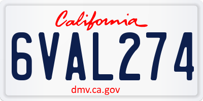 CA license plate 6VAL274