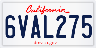 CA license plate 6VAL275