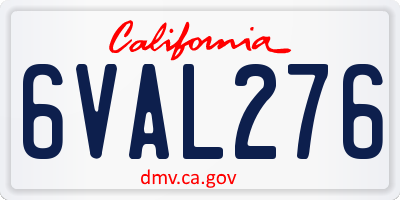 CA license plate 6VAL276