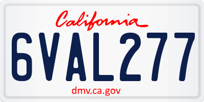 CA license plate 6VAL277
