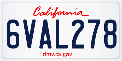 CA license plate 6VAL278