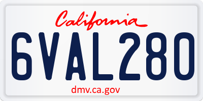 CA license plate 6VAL280
