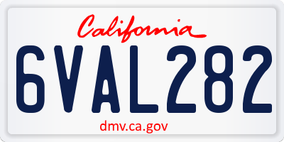 CA license plate 6VAL282