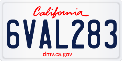 CA license plate 6VAL283