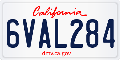 CA license plate 6VAL284