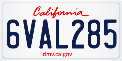 CA license plate 6VAL285