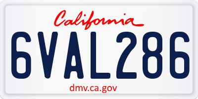 CA license plate 6VAL286