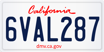 CA license plate 6VAL287