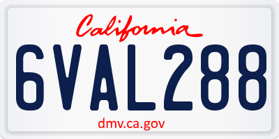 CA license plate 6VAL288