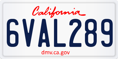 CA license plate 6VAL289
