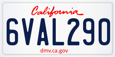 CA license plate 6VAL290