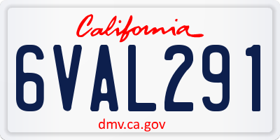 CA license plate 6VAL291