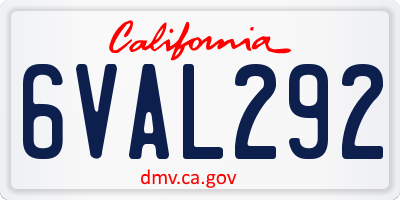 CA license plate 6VAL292