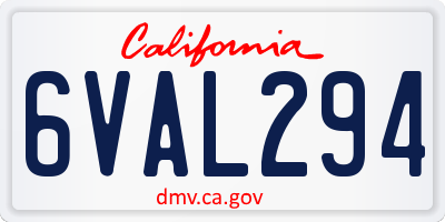CA license plate 6VAL294