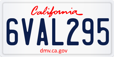 CA license plate 6VAL295
