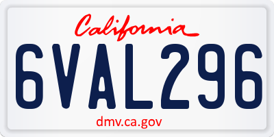CA license plate 6VAL296