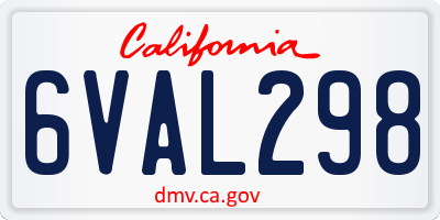 CA license plate 6VAL298