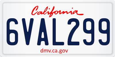 CA license plate 6VAL299