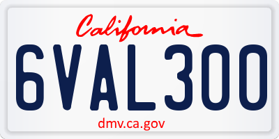 CA license plate 6VAL300