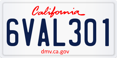 CA license plate 6VAL301