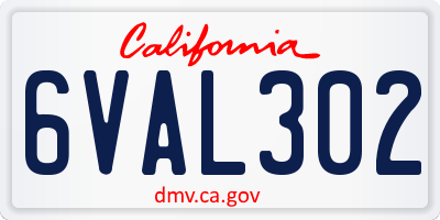 CA license plate 6VAL302