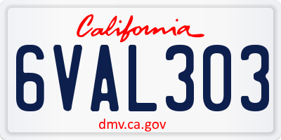 CA license plate 6VAL303