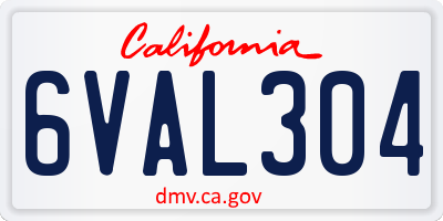 CA license plate 6VAL304
