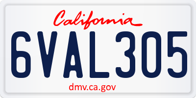 CA license plate 6VAL305