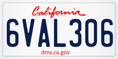 CA license plate 6VAL306