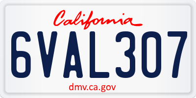CA license plate 6VAL307