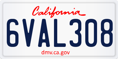 CA license plate 6VAL308