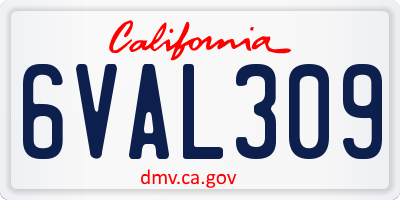 CA license plate 6VAL309